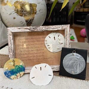 Legend of the sand-dollar shadow-box crafted w/freshwater pearls, CZ .#8